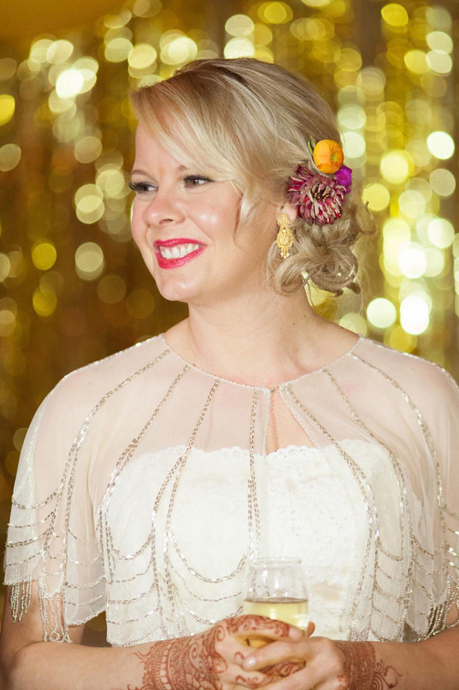 Bride portrait with BHLDN sheer shrug