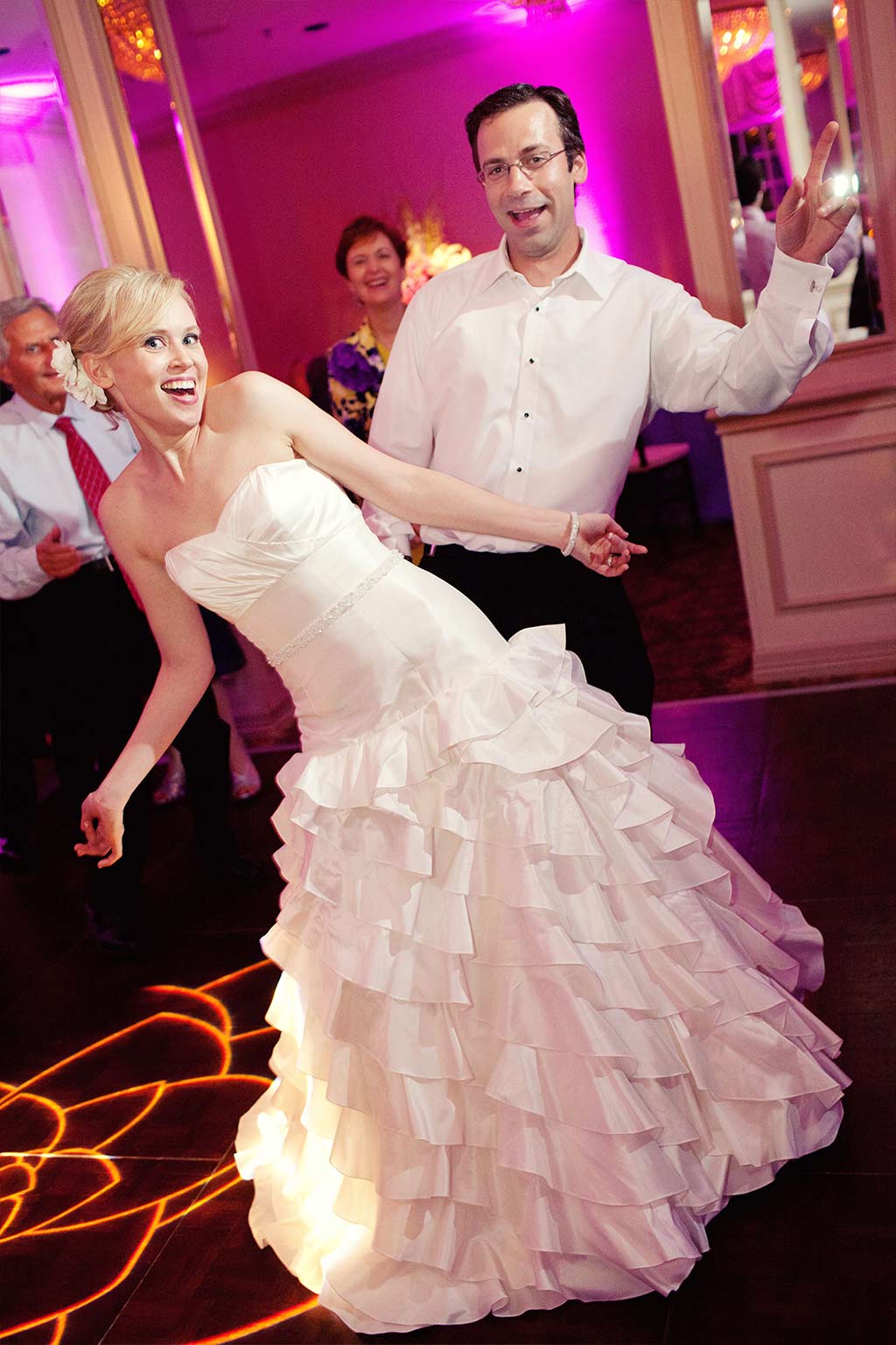 bride and groom at reception