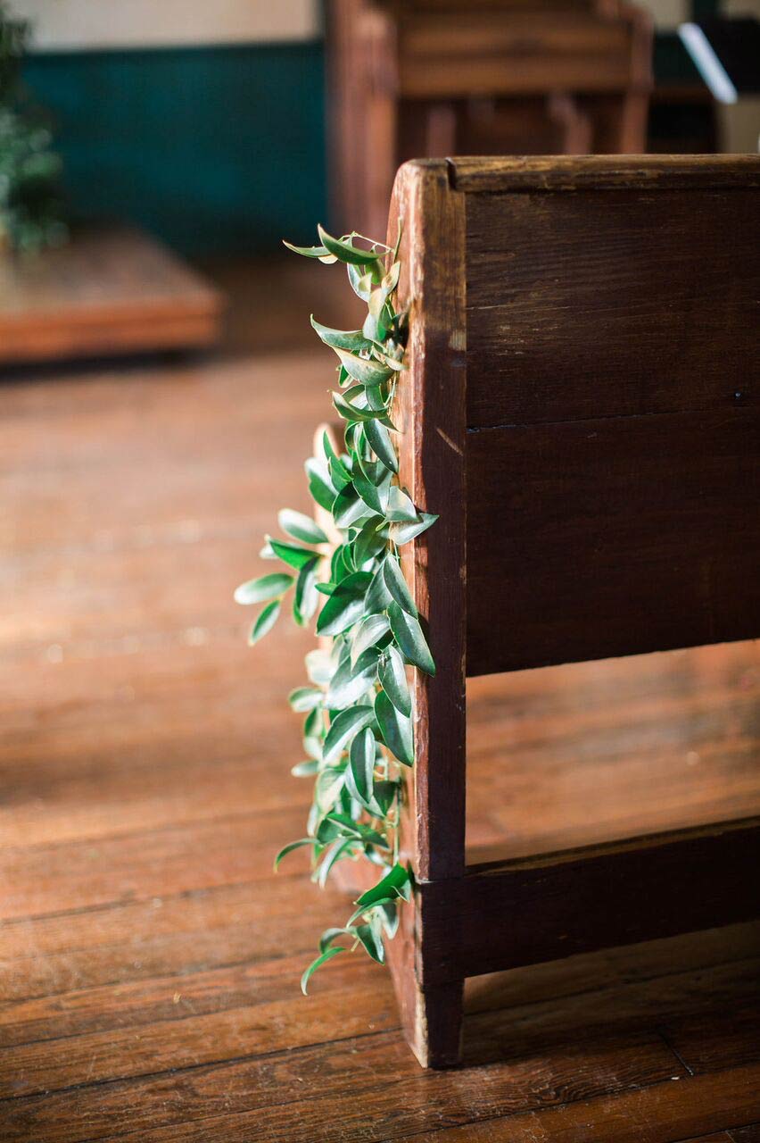 Greenery wedding ceremony pew markers