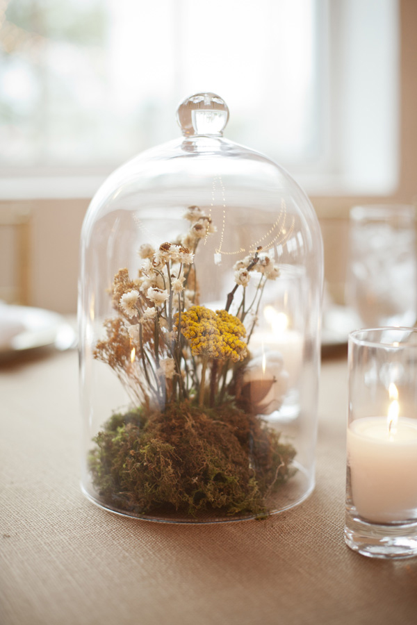 Blue Lotus Bell Jar Wedding Centerpiece