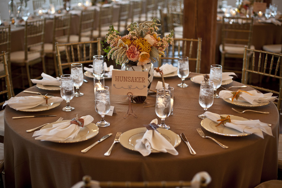 Table Setting with Burlap Linen at 333 First Avenue Wedding Reception