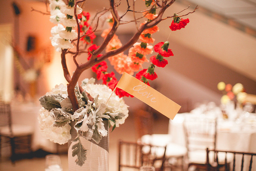 Floral Centerpiece in Chevron Vase