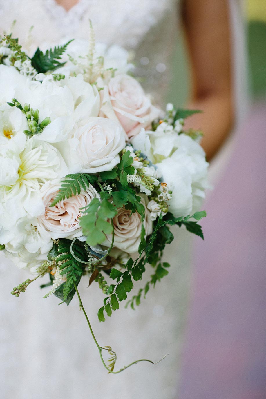 Pink and white bridal wedding bouquet