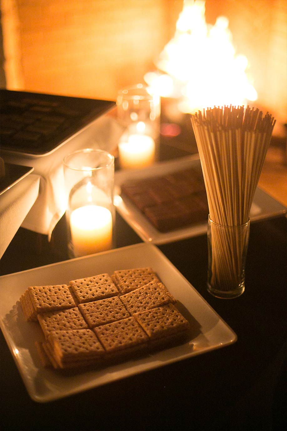 Wedding reception s'mores station