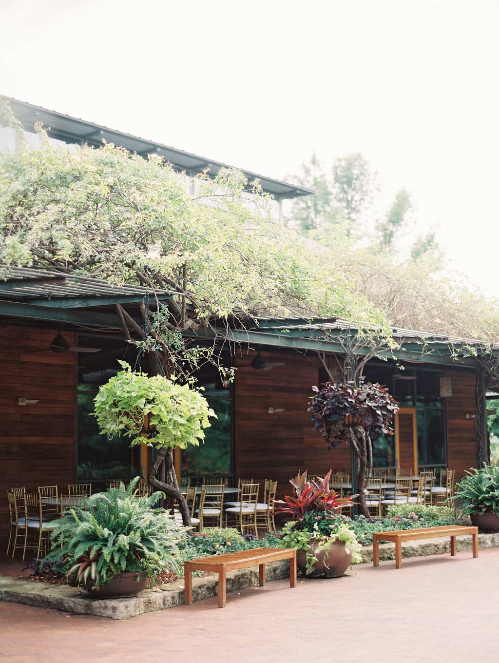 Patio reception at Rosine Hall at The Dallas Arboretum